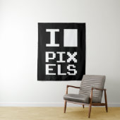 I Love Pixels, geek design, pixel art Wandkleed (In situ)