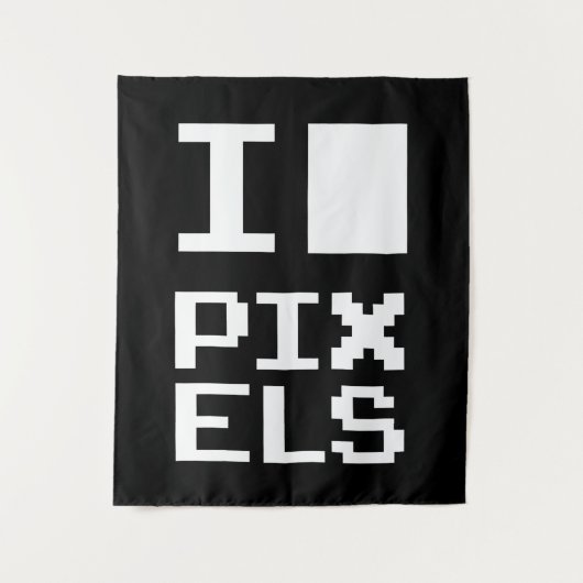 I Love Pixels, geek design, pixel art Wandkleed (Voorkant)