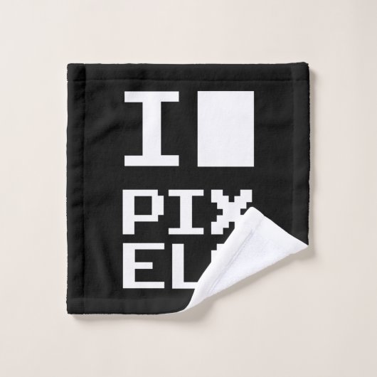 I Love Pixels, geek design, pixel art Washandje (Wasdoekje)