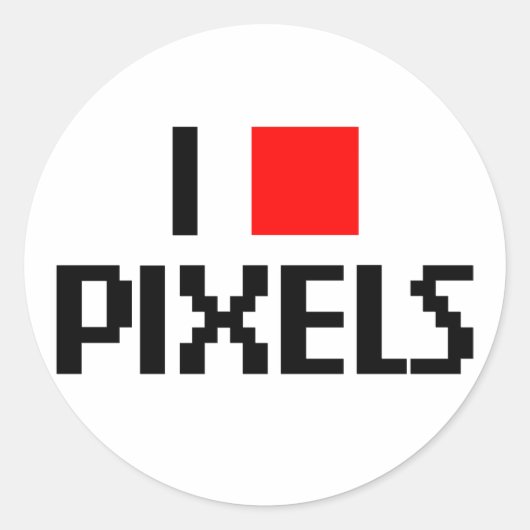 I Love Pixels Ronde Sticker (Voorkant)