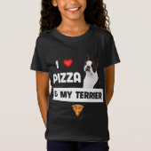I Love Pizza and My Boston Terrier Dog Pepperoni F T-shirt (Voorkant)