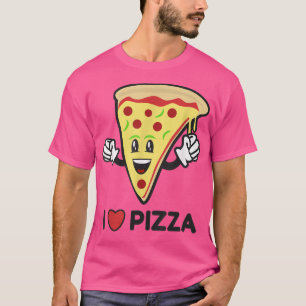 I Love Pizza I Heart Cartoon Character Pepperoni T-shirt