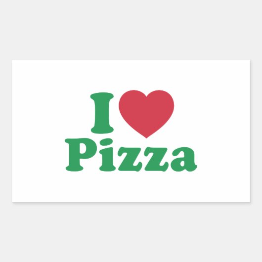 I Love Pizza Rechthoekige Sticker (Voorkant)