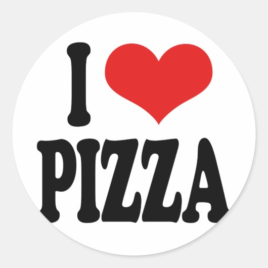 I Love Pizza Ronde Sticker (Voorkant)