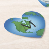 I Love Planet Earth Environmental Awareness Custom Kartonnen Onderzetters (Gekanteld)