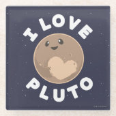 I Love Pluto Glazen Onderzetter (Voorkant)