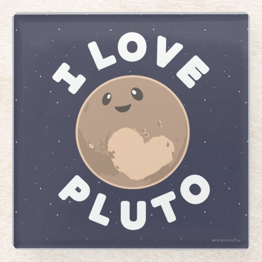 I Love Pluto Glazen Onderzetter (Voorkant)