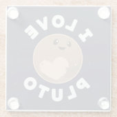 I Love Pluto Glazen Onderzetter (Achterkant)