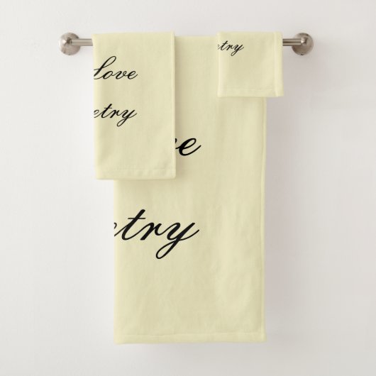 I Love Poetry Bath Towels (Cream & Black) Bad Handdoek (Insitu)