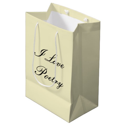 I Love Poetry Gift Bag (Crème & Zwart) Medium Cadeauzakje (Voorkant Gekanteld)
