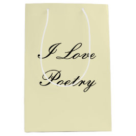 I Love Poetry Gift Bag (Crème & Zwart) Medium Cadeauzakje