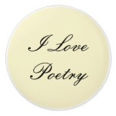 I Love Poetry Keramische Knop (Crème & Zwart) (Voorkant)