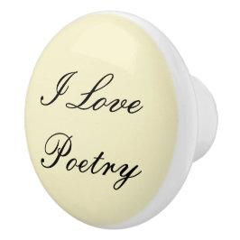 I Love Poetry Keramische Knop (Crème & Zwart)