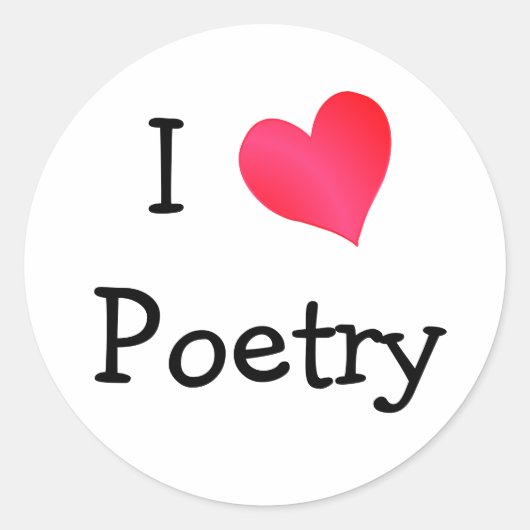 I Love Poetry Ronde Sticker (Voorkant)