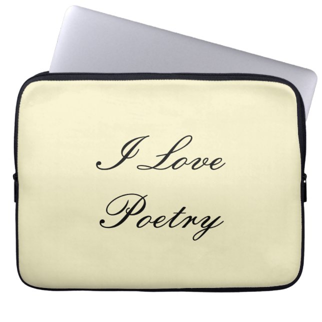 I Love Poetry Tablet Hoesje (Crème & Zwart) Laptop Sleeve (Voorkant)