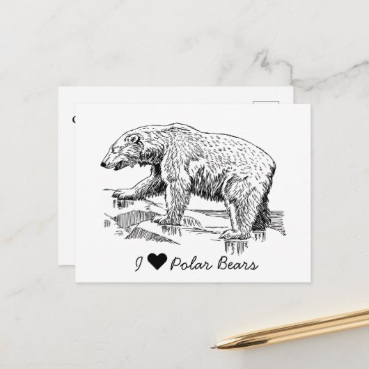 I Love Polar Bears Briefkaart (Voorkant / Achterkant in situ)