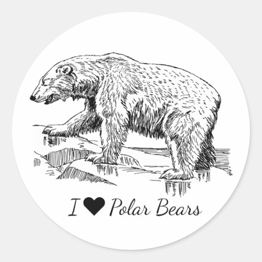 I Love Polar Bears Ronde Sticker (Voorkant)