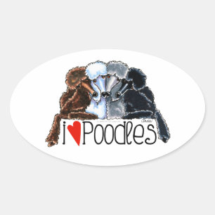 I Love Poodles Ovale Sticker