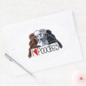 I Love Poodles Ovale Sticker (Envelop)