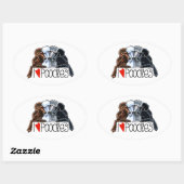 I Love Poodles Ovale Sticker (Vel)