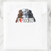 I Love Poodles Ovale Sticker (Tas)
