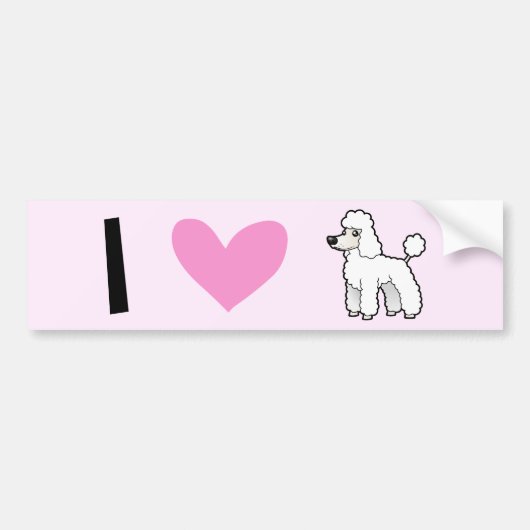 I Love Poodles (puppy cut) Bumpersticker (Voorkant)