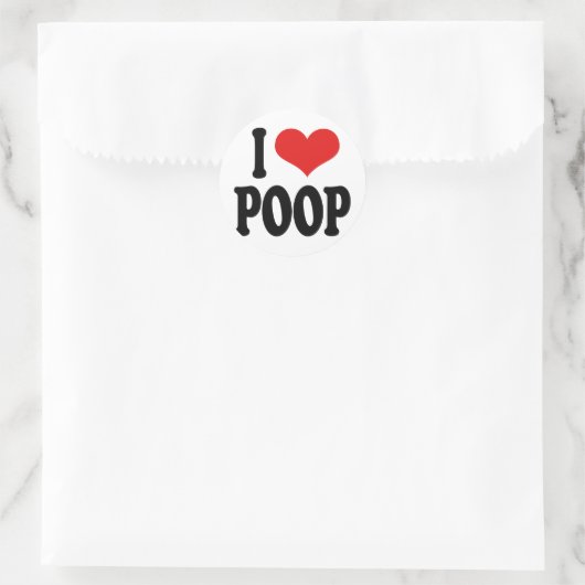 I Love Poop Ronde Sticker (Tas)