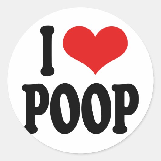 I Love Poop Ronde Sticker (Voorkant)