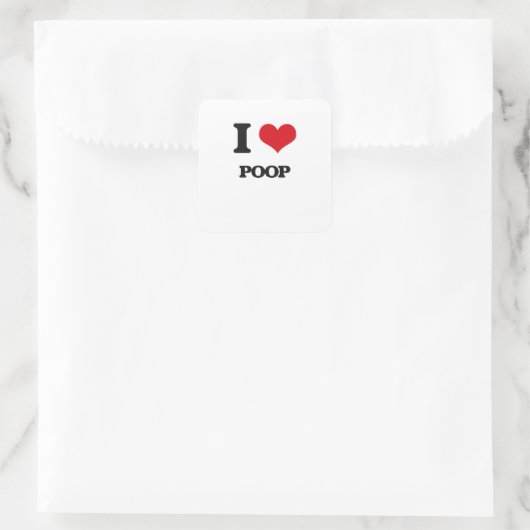 I Love Poop Vierkante Sticker (Tas)