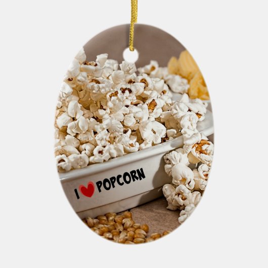 I Love Popcorn Keramisch Ornament (Voorkant)