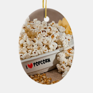 I Love Popcorn Keramisch Ornament