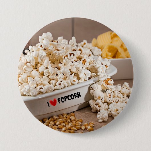 I Love Popcorn Ronde Button 7,6 Cm (Voorkant)
