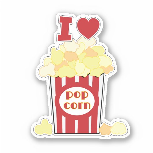 I Love Popcorn Sticker (Voorkant)