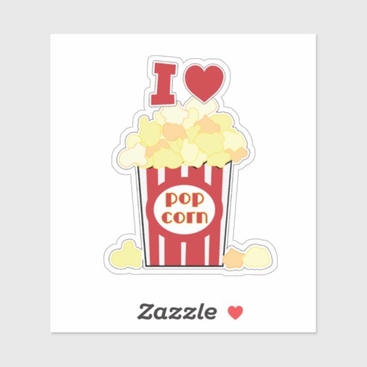 I Love Popcorn Sticker (Vel)