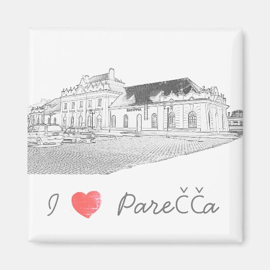 I Love Porechye Belarus Architecture Train Station Magneet (Voorkant)