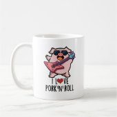 I Love Pork and Roll Funny Music Pig Pun Koffiemok (Links)
