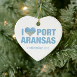 I Love Port Aransas Texas Beach Vacation Heart Keramisch Ornament<br><div class="desc">Ik hou van de kerstversiering van Port Aransas met een schattig hart gevormd foto van de Texaanse zeebodem. Mooie kustwateren maken me gelukkig op zomervakantie. Een schattig cadeautje.</div>