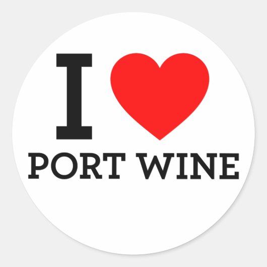 I Love Port Wine Ronde Sticker (Voorkant)