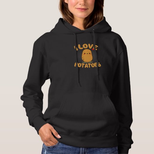 I Love Potato Cute Vegan Hoodie (Voorkant)