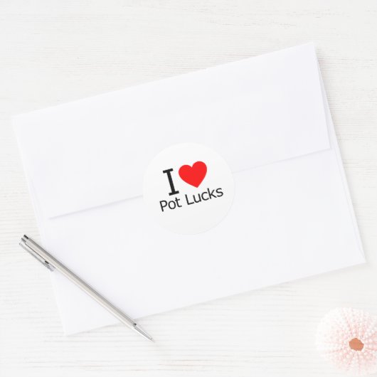 I Love Potlucks Ronde Sticker (Envelop)