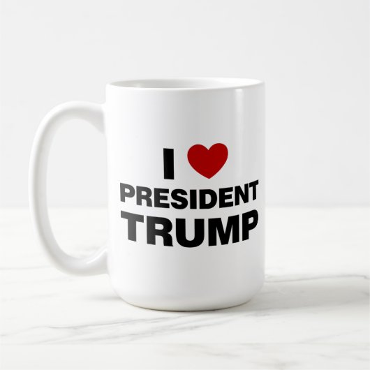 I Love President Trump Heart Koffiemok (Links)