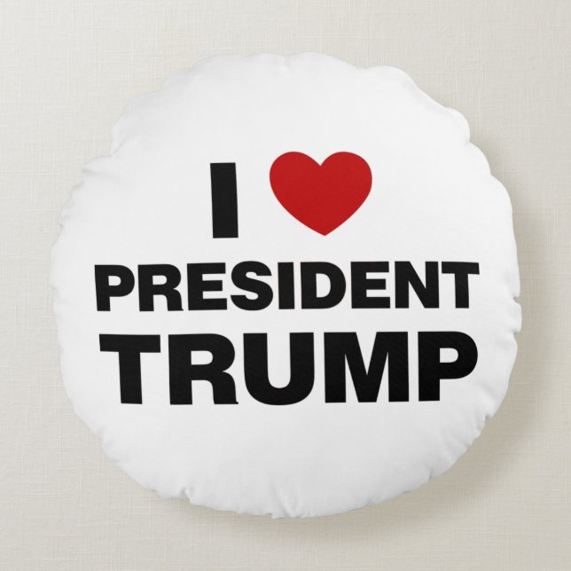 I Love President Trump Heart Rond Kussen (Voorkant)