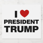 I Love President Trump Heart Sparkling Wijnetiket (Enkel label)