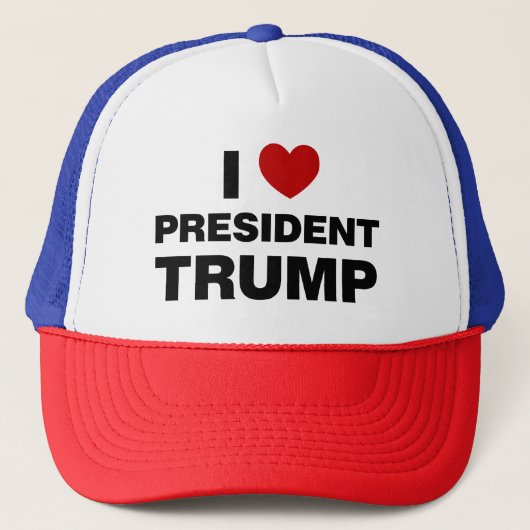 I Love President Trump Heart Trucker Pet (Voorkant)