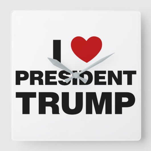 I Love President Trump Heart Vierkante Klok (Voorkant)