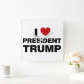 I Love President Trump Heart Vierkante Klok (Huis)