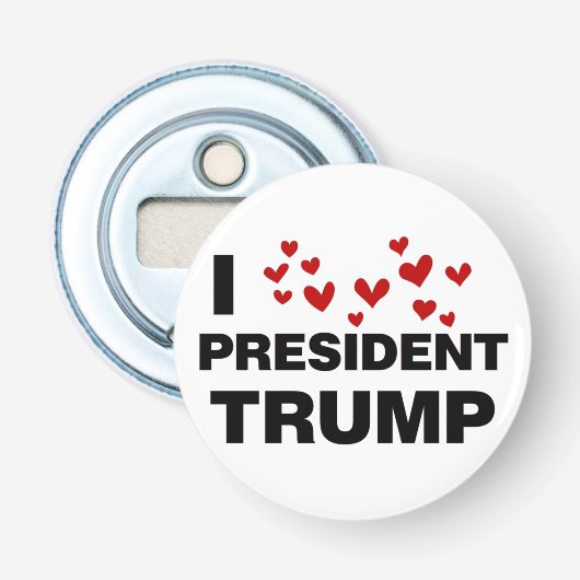 I Love President Trump Hearts Button Flesopener (Voorkant)