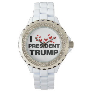 I Love President Trump Hearts Horloge