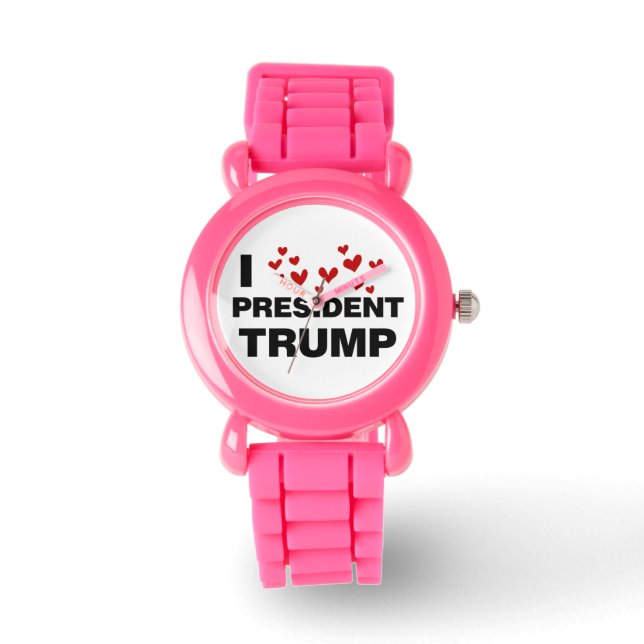 I Love President Trump Hearts Horloge (Voorkant)