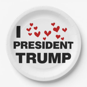 I Love President Trump Hearts Papieren Bordje